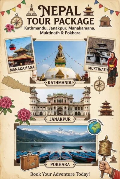 Gorakhpur to Pokhara, Muktinath, Kathmandu, Manakamana & Janakpur Tour