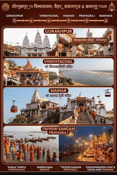 Gorakhpur to Vindhyachal Devi, Maihar Devi, Prayagraj & Varanasi Tour 3N/4D